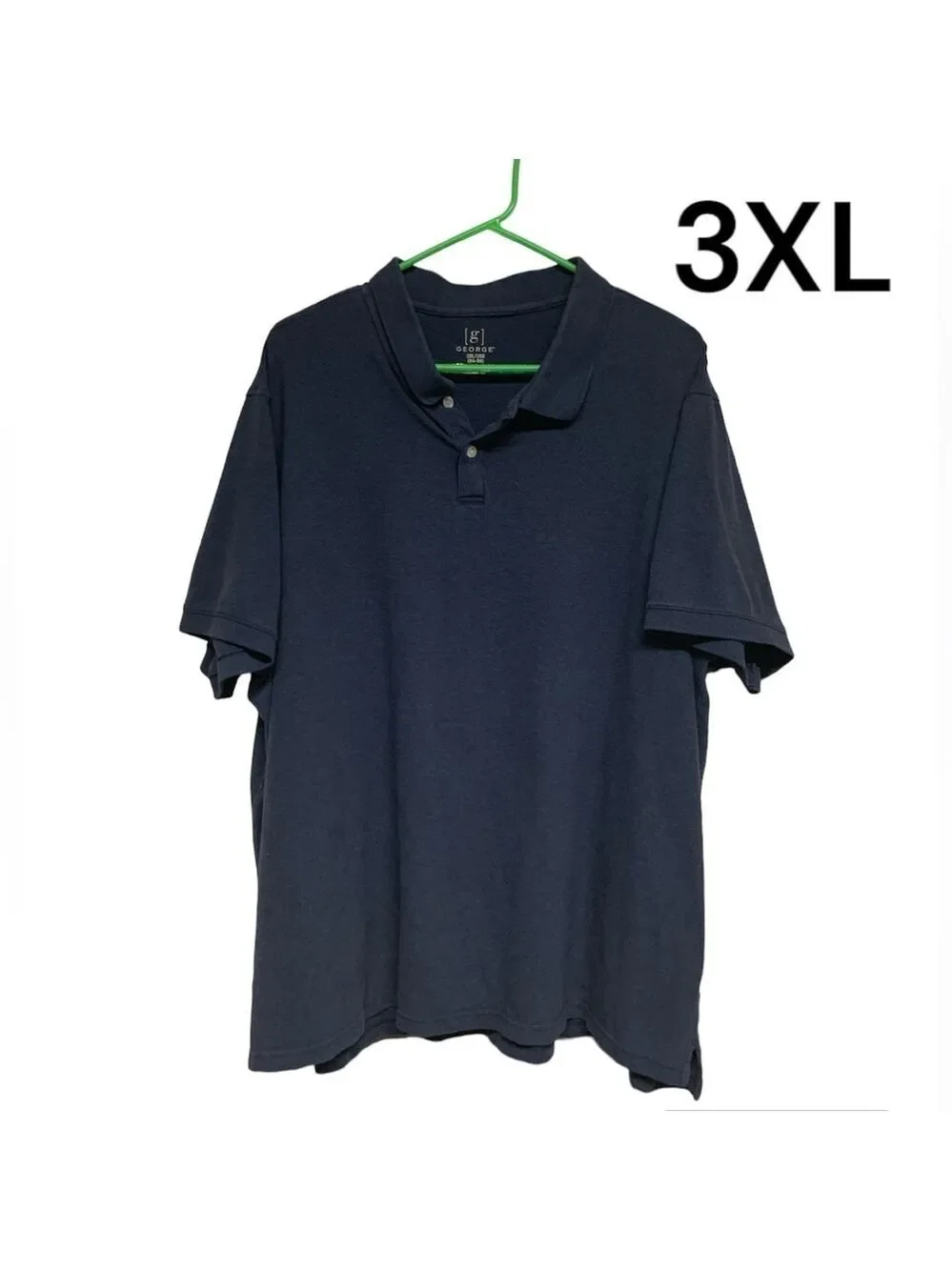 George navy mens polo shirt classic casual short sleeve cotton spandex size 3XL
